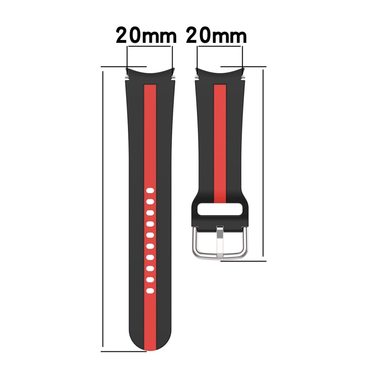 For Samsung Galaxy Watch5 / Watch5 Pro Two-color Stripe Silicone Watch Band(Red Black) - Watch Bands by buy2fix | Online Shopping UK | buy2fix