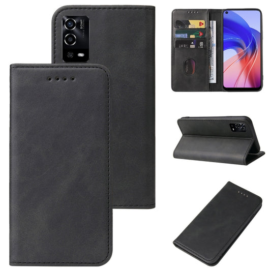 For OPPO A55 Magnetic Closure Leather Phone Case(Black) - OPPO Cases by buy2fix | Online Shopping UK | buy2fix