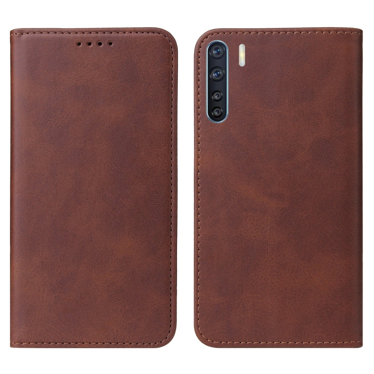 For OPPO F15 Magnetic Closure Leather Phone Case(Brown) by buy2fix