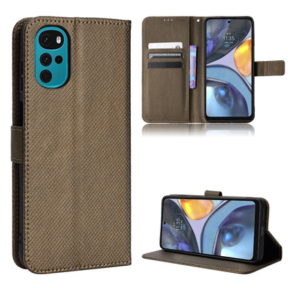 For Motorola Moto E32s / G22 Diamond Texture Leather Phone Case(Brown) - Motorola Cases by buy2fix | Online Shopping UK | buy2fix
