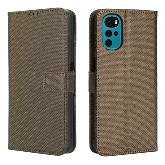 For Motorola Moto E32s / G22 Diamond Texture Leather Phone Case(Brown) - Motorola Cases by buy2fix | Online Shopping UK | buy2fix