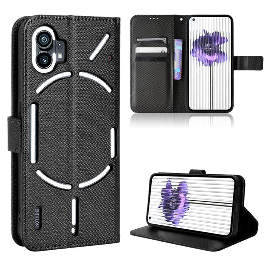 For Nothing Phone 1 Diamond Texture Leather Phone Case(Black) - Nothing Cases by buy2fix | Online Shopping UK | buy2fix