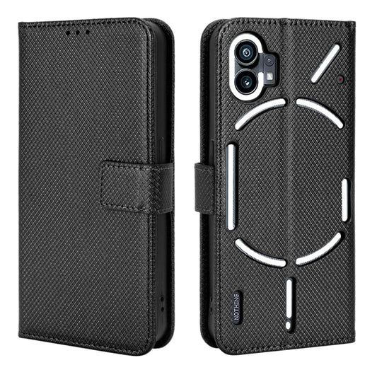 For Nothing Phone 1 Diamond Texture Leather Phone Case(Black) - Nothing Cases by buy2fix | Online Shopping UK | buy2fix