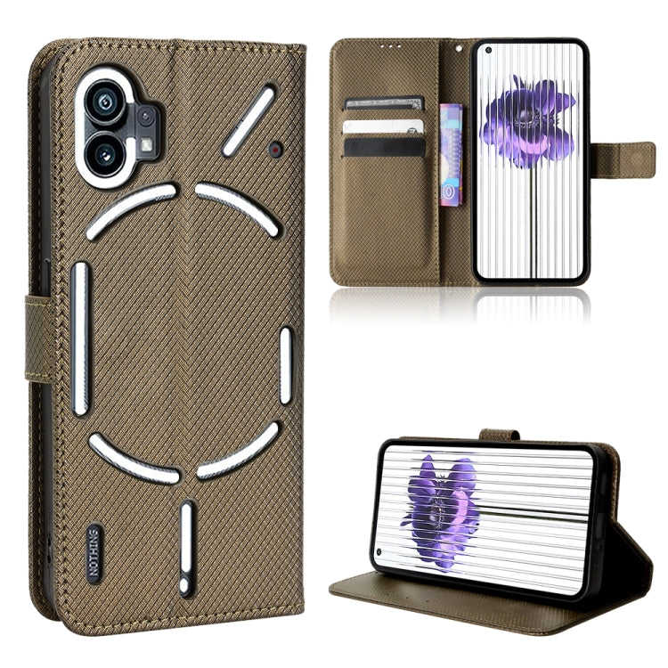 For Nothing Phone 1 Diamond Texture Leather Phone Case(Brown) - Nothing Cases by buy2fix | Online Shopping UK | buy2fix