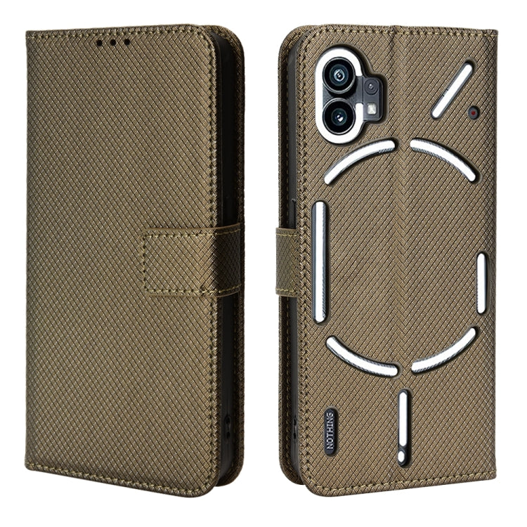 For Nothing Phone 1 Diamond Texture Leather Phone Case(Brown) - Nothing Cases by buy2fix | Online Shopping UK | buy2fix