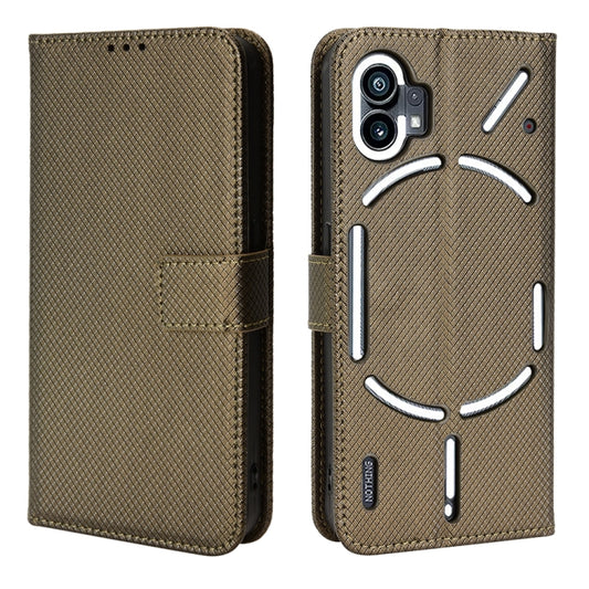 For Nothing Phone 1 Diamond Texture Leather Phone Case(Brown) - Nothing Cases by buy2fix | Online Shopping UK | buy2fix