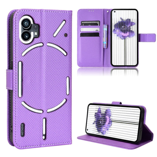 For Nothing Phone 1 Diamond Texture Leather Phone Case(Purple) - Nothing Cases by buy2fix | Online Shopping UK | buy2fix