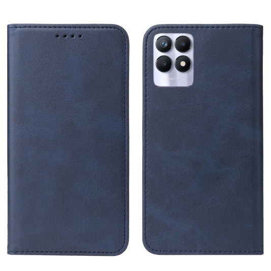 For Realme 8i Magnetic Closure Leather Phone Case(Blue) - Realme Cases by buy2fix | Online Shopping UK | buy2fix