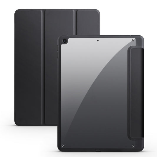 For iPad 10.2 2021/2020/2019 Acrylic 3-folding Smart Leather Tablet Case(Black) - iPad 10.2 Cases by buy2fix | Online Shopping UK | buy2fix