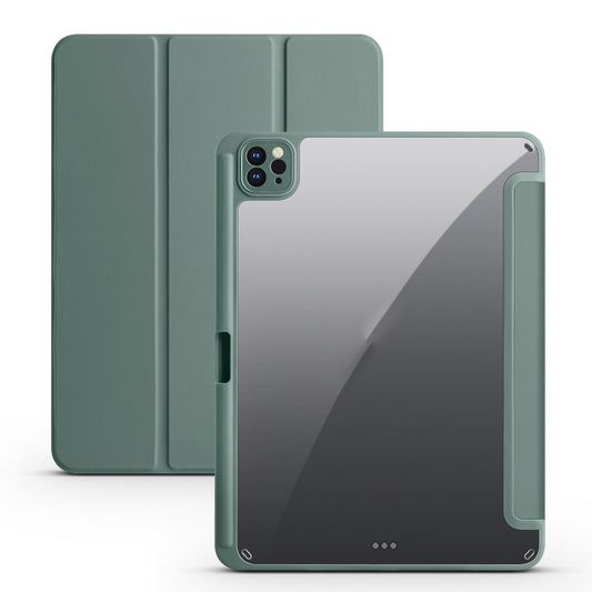 Acrylic 3-folding Smart Leather Tablet Case For iPad  Air 2022/2020/Pro 11 2021/2020/2018(Dark Green) - iPad Air (2022) / (2020) 10.9 Cases by buy2fix | Online Shopping UK | buy2fix