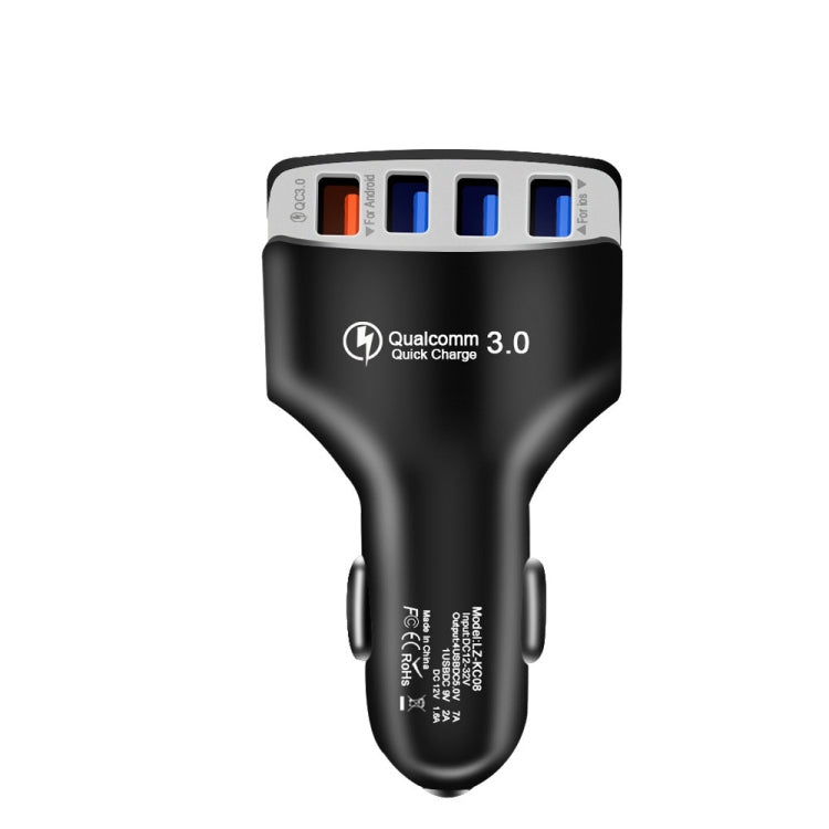 KC08 4 in 1 Cigarette Lighter Conversion Plug Multi-function USB Car Fast Charger(Black) - Car Charger by buy2fix | Online Shopping UK | buy2fix