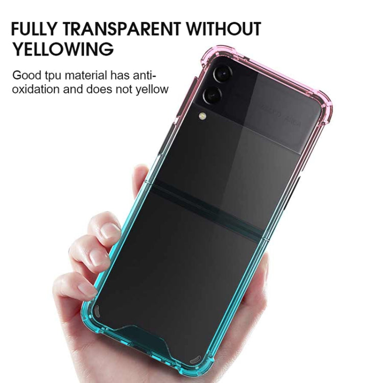 For Samsung Galaxy Z Flip3 5G Acrylic Gradient Color Shockproof Phone Case(Pink Green) by buy2fix