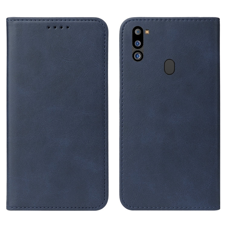 For Samsung Galaxy M21 2021 Magnetic Closure Leather Phone Case(Blue) - Galaxy Phone Cases by buy2fix | Online Shopping UK | buy2fix