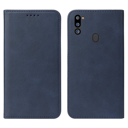 For Samsung Galaxy M21 2021 Magnetic Closure Leather Phone Case(Blue) - Galaxy Phone Cases by buy2fix | Online Shopping UK | buy2fix