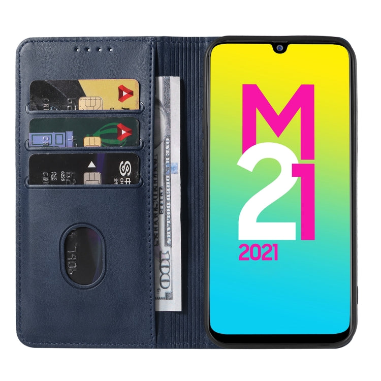 For Samsung Galaxy M21 2021 Magnetic Closure Leather Phone Case(Blue) - Galaxy Phone Cases by buy2fix | Online Shopping UK | buy2fix