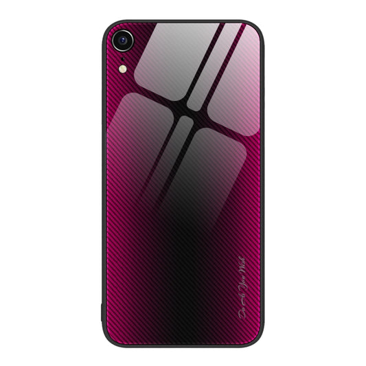 For iPhone XR Texture Gradient Glass TPU Phone Case(Rose Red) - More iPhone Cases by buy2fix | Online Shopping UK | buy2fix