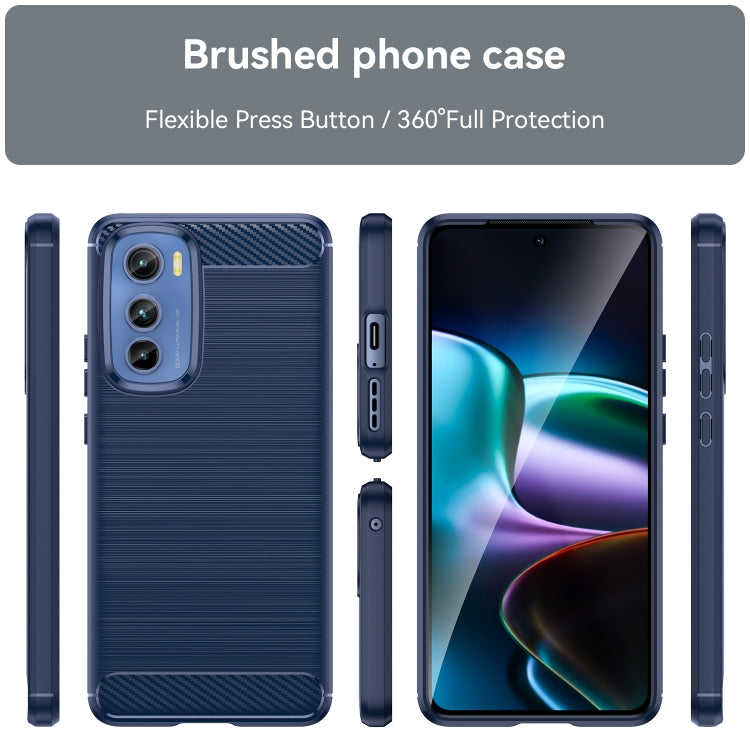 For Motorola Edge 30 Brushed Texture Carbon Fiber TPU Phone Case(Blue) - Motorola Cases by buy2fix | Online Shopping UK | buy2fix