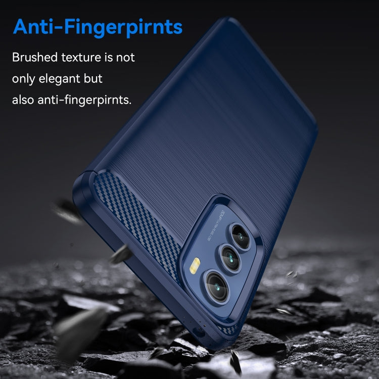 For Motorola Edge 30 Brushed Texture Carbon Fiber TPU Phone Case(Blue) - Motorola Cases by buy2fix | Online Shopping UK | buy2fix