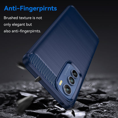 For Motorola Edge 30 Brushed Texture Carbon Fiber TPU Phone Case(Blue) - Motorola Cases by buy2fix | Online Shopping UK | buy2fix
