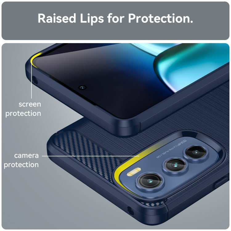 For Motorola Edge 30 Brushed Texture Carbon Fiber TPU Phone Case(Blue) - Motorola Cases by buy2fix | Online Shopping UK | buy2fix