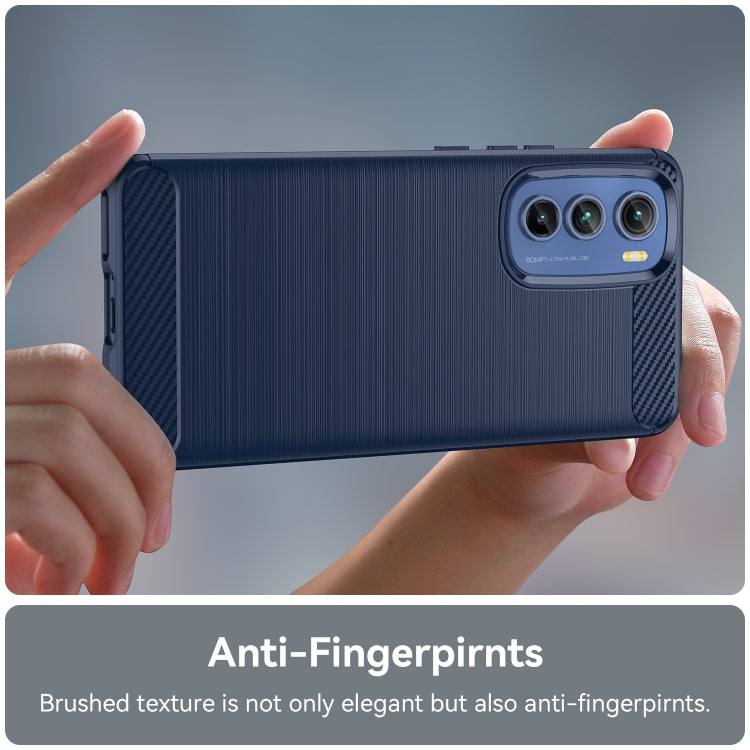 For Motorola Edge 30 Brushed Texture Carbon Fiber TPU Phone Case(Blue) - Motorola Cases by buy2fix | Online Shopping UK | buy2fix