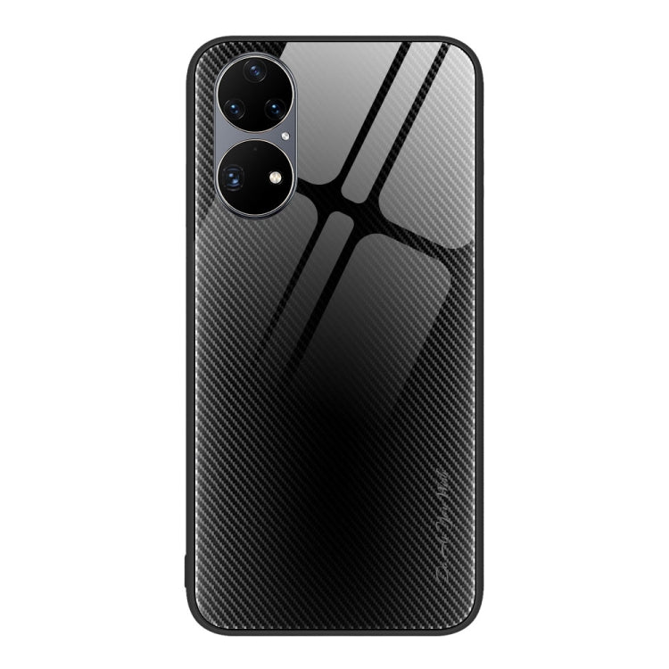 For Huawei P50 Pro Texture Gradient Glass TPU Phone Case(Black) - Huawei Cases by buy2fix | Online Shopping UK | buy2fix