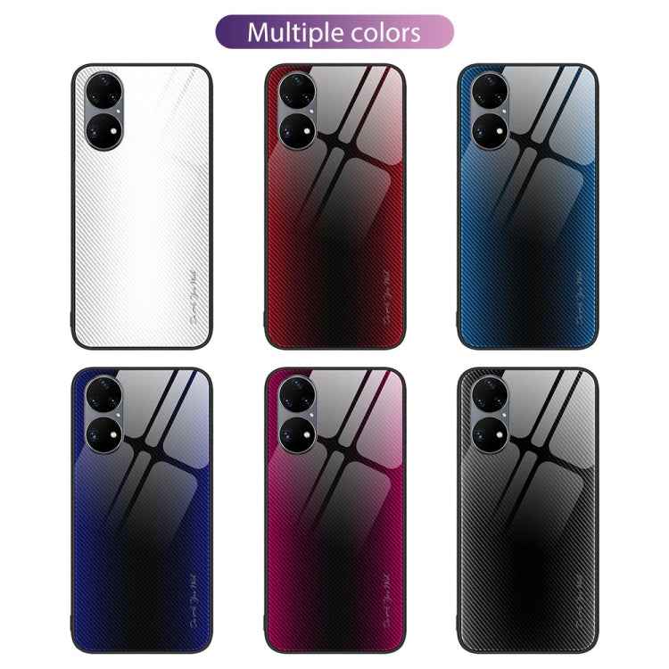 For Huawei P50 Pro Texture Gradient Glass TPU Phone Case(Black) - Huawei Cases by buy2fix | Online Shopping UK | buy2fix