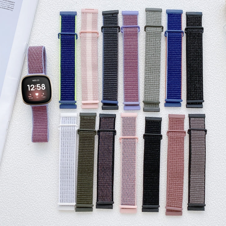 For Fitbit Versa 3 Nylon Rubber Buckle Watch Band(Black) - Watch Bands by buy2fix | Online Shopping UK | buy2fix