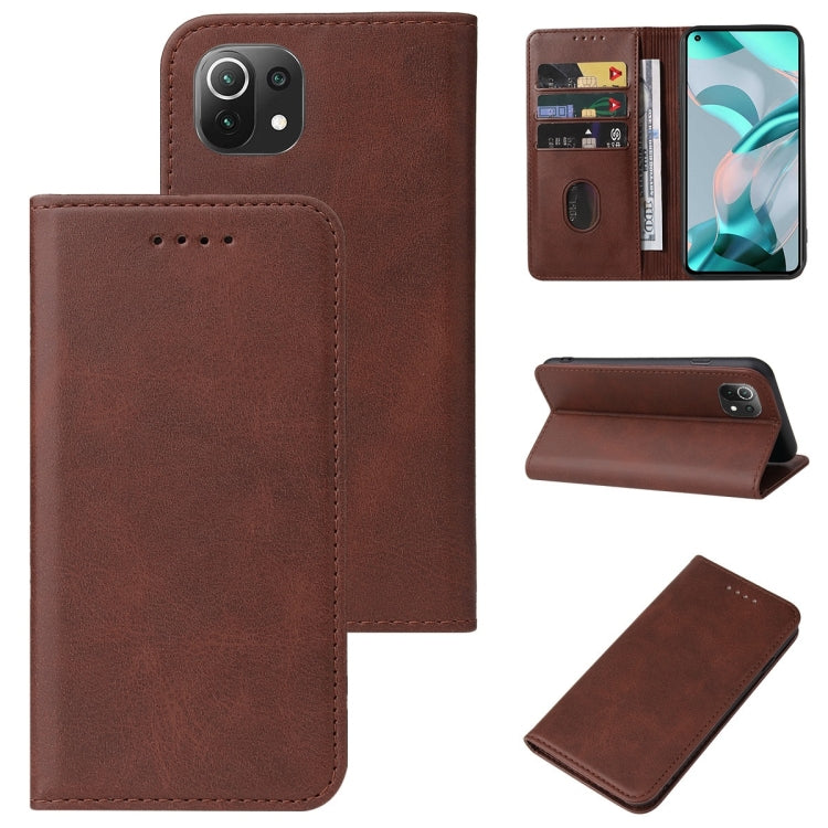 For Xiaomi Mi 11 Lite 5G NE Magnetic Closure Leather Phone Case(Brown) - Xiaomi Cases by buy2fix | Online Shopping UK | buy2fix