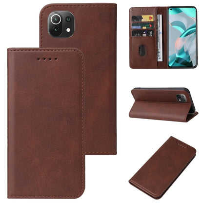 For Xiaomi Mi 11 Lite 5G NE Magnetic Closure Leather Phone Case(Brown) - Xiaomi Cases by buy2fix | Online Shopping UK | buy2fix