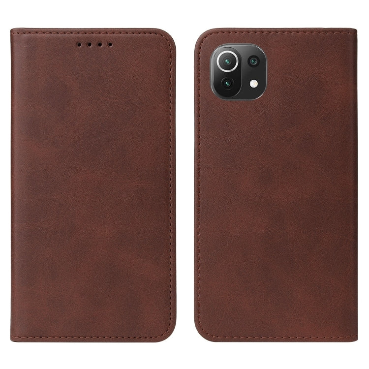 For Xiaomi Mi 11 Lite 5G NE Magnetic Closure Leather Phone Case(Brown) - Xiaomi Cases by buy2fix | Online Shopping UK | buy2fix