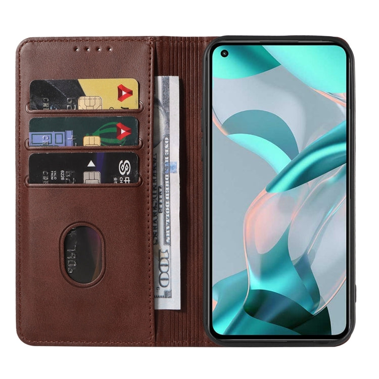 For Xiaomi Mi 11 Lite 5G NE Magnetic Closure Leather Phone Case(Brown) - Xiaomi Cases by buy2fix | Online Shopping UK | buy2fix