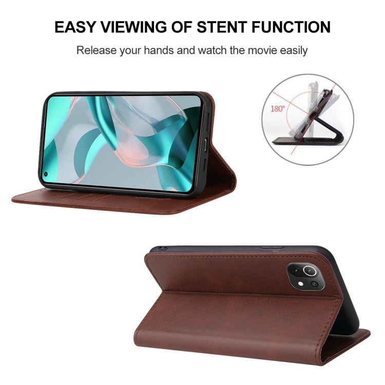 For Xiaomi Mi 11 Lite 5G NE Magnetic Closure Leather Phone Case(Brown) - Xiaomi Cases by buy2fix | Online Shopping UK | buy2fix