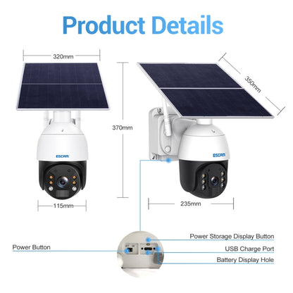 ESCAM QF724 3MP 24h Recording Cloud Storage PT 4G PIR Alarm IP Camera with Solar Panel, US Signal Bands - Wireless Camera by ESCAM | Online Shopping UK | buy2fix