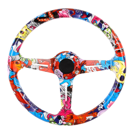 35cm Car Racing Graffiti ABS Steering Wheel(Style 2) - Steering Wheel Accessories by buy2fix | Online Shopping UK | buy2fix