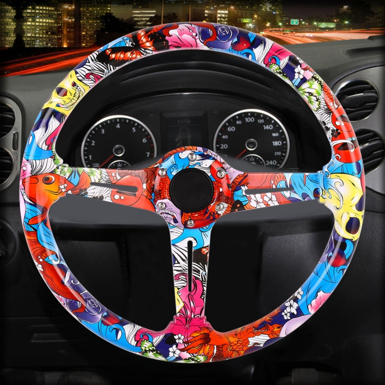 35cm Car Racing Graffiti ABS Steering Wheel(Style 2) - Steering Wheel Accessories by buy2fix | Online Shopping UK | buy2fix
