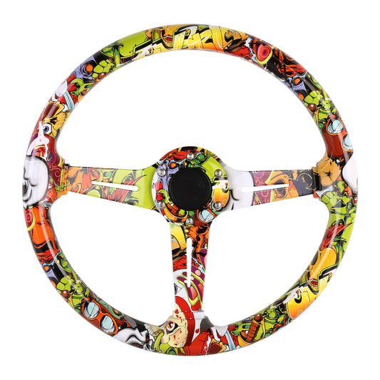 35cm Car Racing Graffiti ABS Steering Wheel(Style 3) - Steering Wheel Accessories by buy2fix | Online Shopping UK | buy2fix