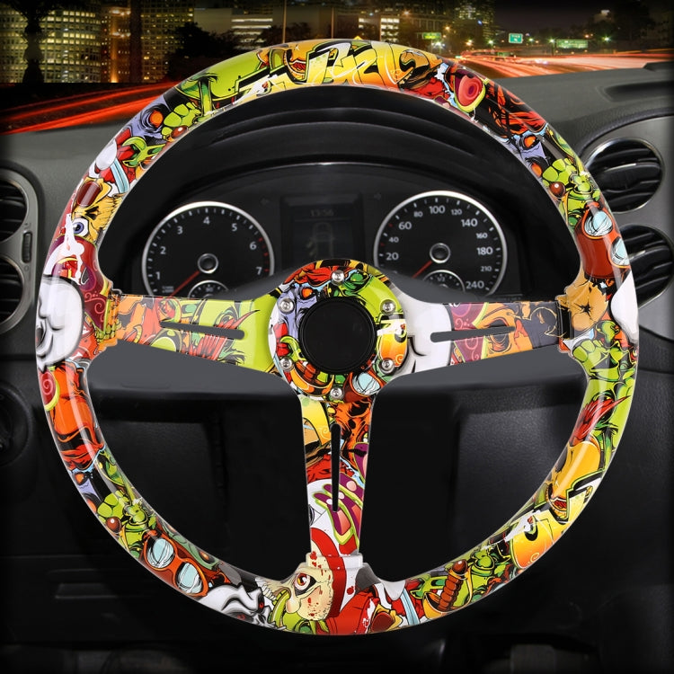35cm Car Racing Graffiti ABS Steering Wheel(Style 3) - Steering Wheel Accessories by buy2fix | Online Shopping UK | buy2fix