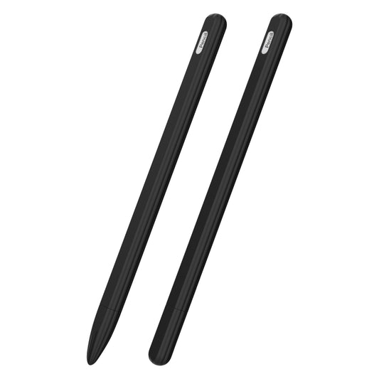 3 in 1 Striped Liquid Silicone Stylus Case with Two Tip Caps For Apple Pencil 1(Black) - Pencil Accessories by buy2fix | Online Shopping UK | buy2fix