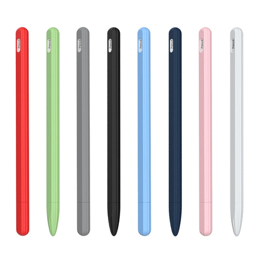 3 in 1 Striped Liquid Silicone Stylus Case with Two Tip Caps For Apple Pencil 1(Black) - Pencil Accessories by buy2fix | Online Shopping UK | buy2fix