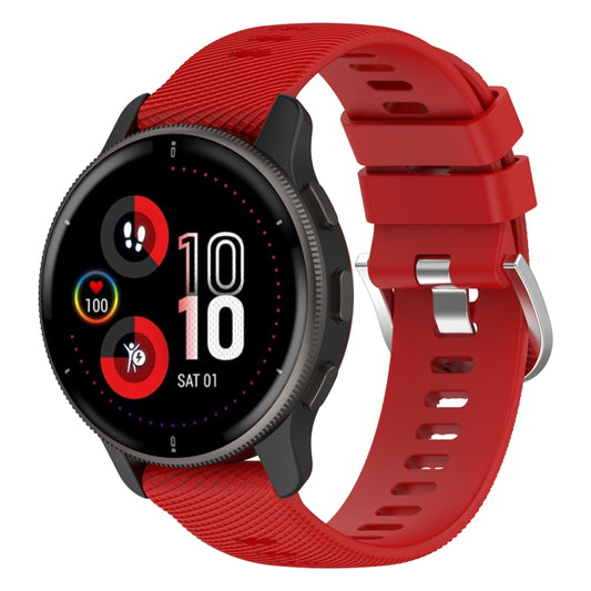For Garmin Venu 2Plus 20mm Cross Textured Silicone Watch Band(Red) - Watch Bands by buy2fix | Online Shopping UK | buy2fix