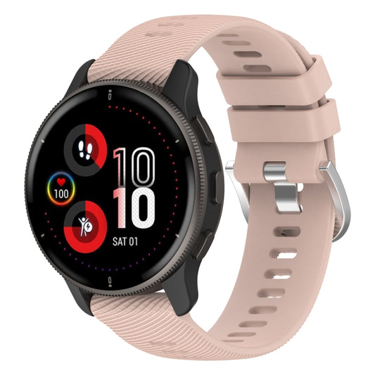 For Garmin Venu 2Plus 20mm Cross Textured Silicone Watch Band(Light Pink) - Watch Bands by buy2fix | Online Shopping UK | buy2fix