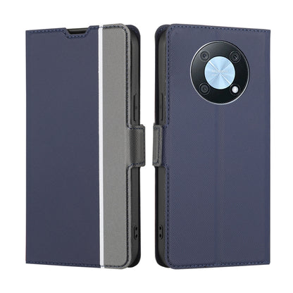 For Huawei nova Y90 4G Twill Texture Side Button Leather Phone Case(Blue) - Huawei Cases by buy2fix | Online Shopping UK | buy2fix