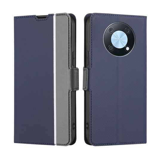 For Huawei nova Y90 4G Twill Texture Side Button Leather Phone Case(Blue) - Huawei Cases by buy2fix | Online Shopping UK | buy2fix