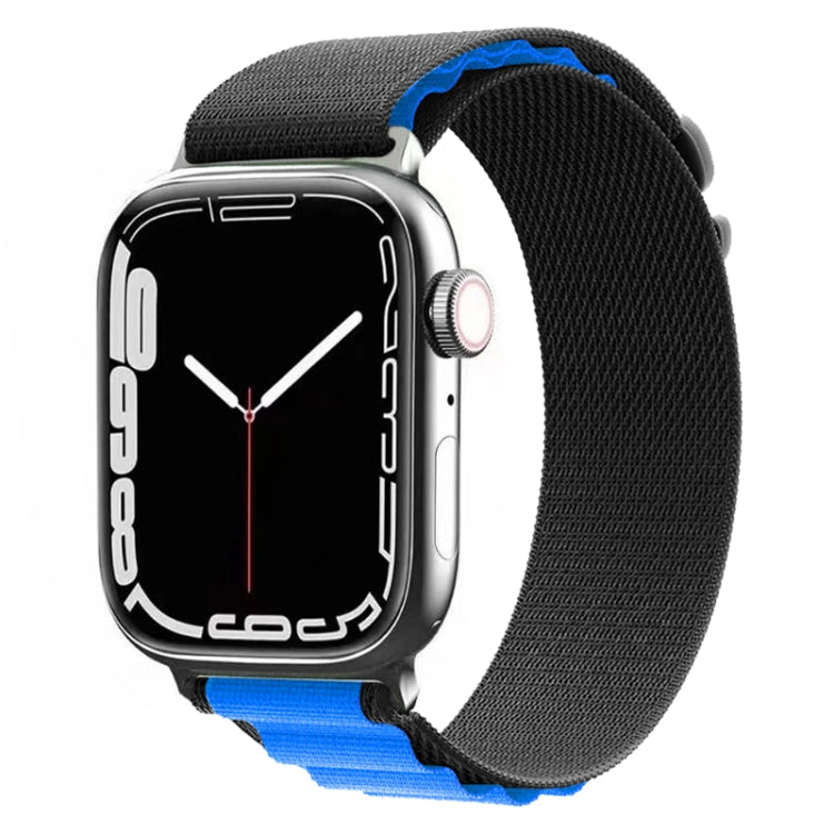 Nylon Watch Band For Apple Watch Series 8&7 45mm / SE 2&6&SE&5&4 44mm / 3&2&1 42mm (Black Blue) - Watch Bands by buy2fix | Online Shopping UK | buy2fix