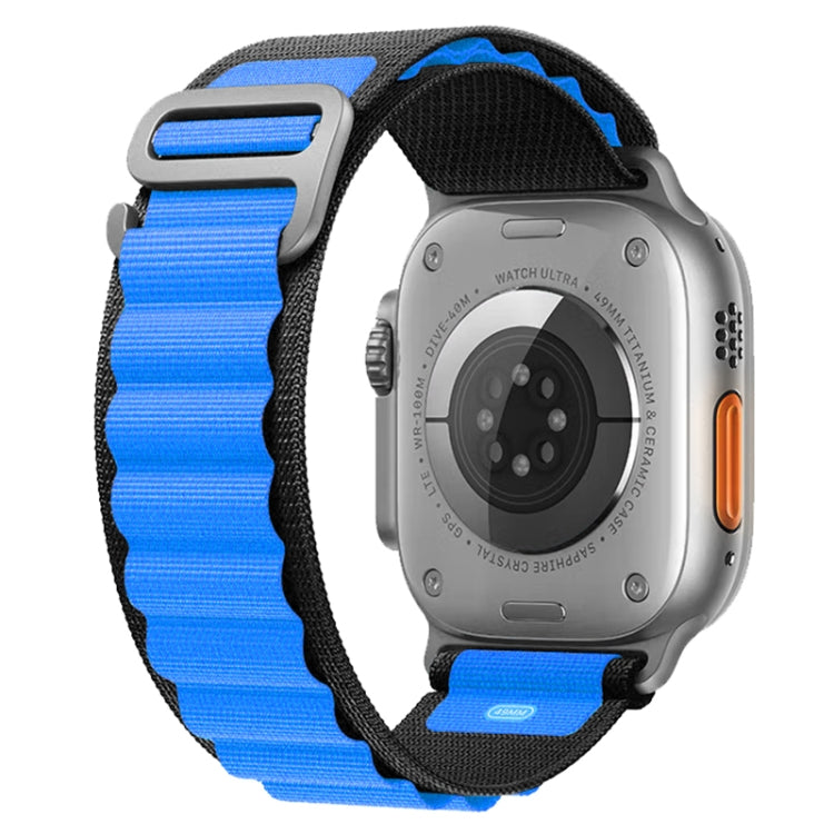 Nylon Watch Band For Apple Watch Series 8&7 45mm / SE 2&6&SE&5&4 44mm / 3&2&1 42mm (Black Blue) - Watch Bands by buy2fix | Online Shopping UK | buy2fix