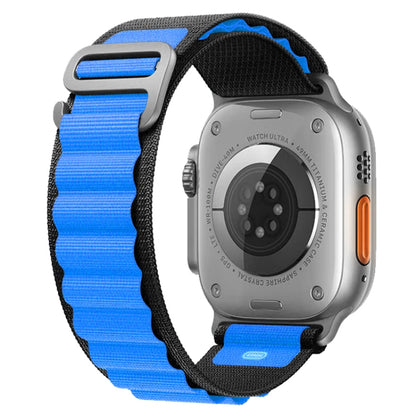 Nylon Watch Band For Apple Watch Series 8&7 45mm / SE 2&6&SE&5&4 44mm / 3&2&1 42mm (Black Blue) - Watch Bands by buy2fix | Online Shopping UK | buy2fix