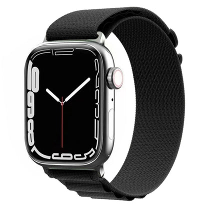 Nylon Watch Band For Apple Watch Series 8&7 45mm / SE 2&6&SE&5&4 44mm / 3&2&1 42mm(Black) by buy2fix
