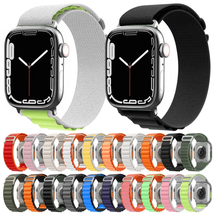 Nylon Watch Band For Apple Watch Series 8&7 45mm / SE 2&6&SE&5&4 44mm / 3&2&1 42mm (Black Blue) - Watch Bands by buy2fix | Online Shopping UK | buy2fix