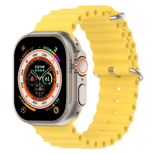 Ocean Silicone Watch Band For Apple Watch Ultra 49mm / Series 8&7 45mm / SE 2&6&SE&5&4 44mm (Yellow) - Watch Bands by buy2fix | Online Shopping UK | buy2fix